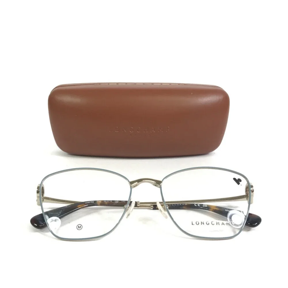 Longchamp Eyeglasses Frames LO2162 712 Light Gold Azure Blue Wire Rim 54-18-140